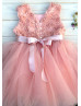 Pink Rosette Tulle Flower Girl Dress